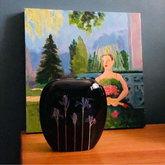 80's Blue Iris Vase - Otagiri Japan - Purple Iris Vase - 80's Floral Vase - Picture 10 of 16